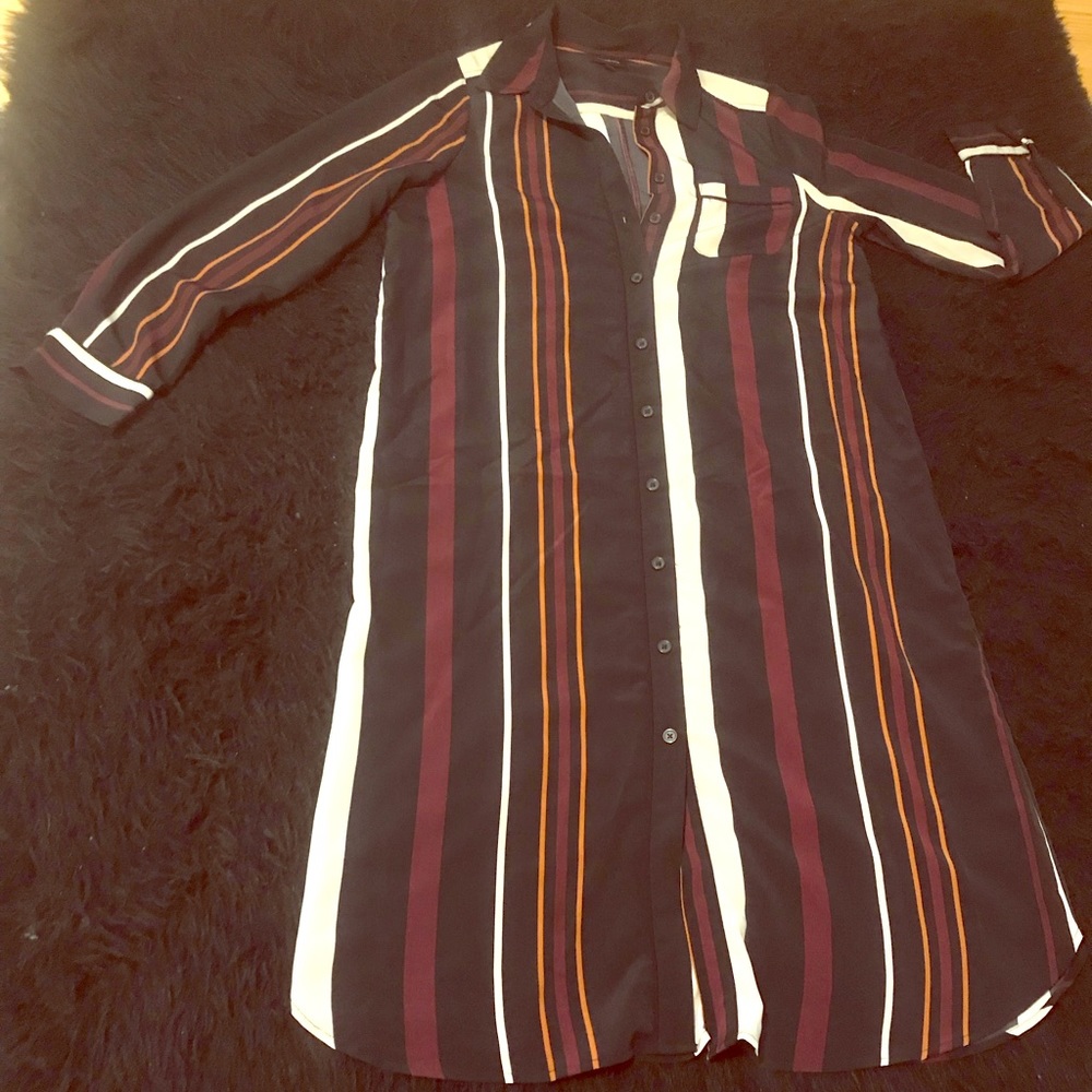 Pinstripe , button-down, collared dress